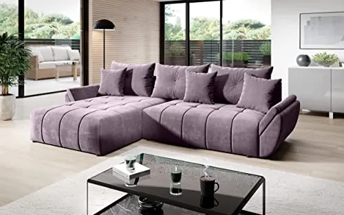 Vigo Velvet Monolith Ecksofa in L-Form 280 cm x 190 cm in lila von ML Furniture Ltd