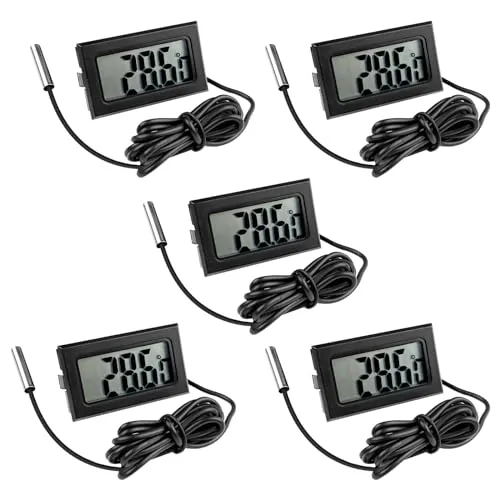 Gvolatee 5 Stück Aquarium Digital Thermometer mit Fühler