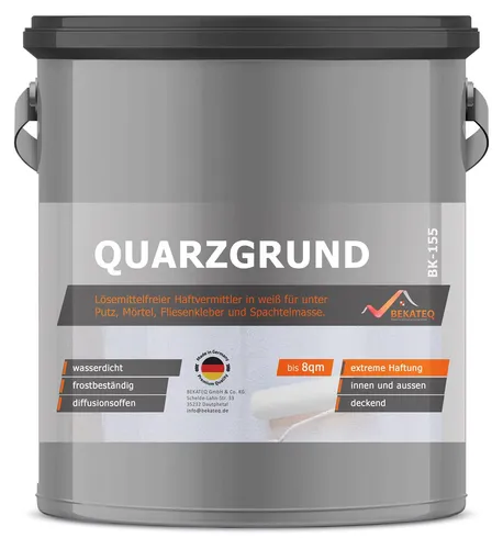 BEKATEQ Putzgrundierung BK-155 Quarzgrund, 1kg für 5 m² - Wand-Grundierung für Fliesen und andere Untergründe, schnell trocknend und atmungsaktiv, ideal für Innen- und Außenanwendungen.