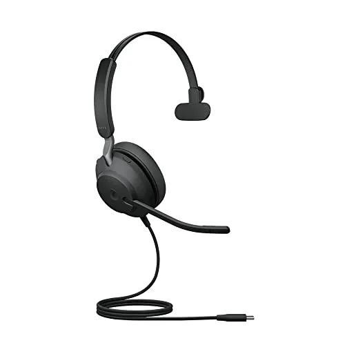 Jabra Evolve2 40 PC Headset – Noise Cancelling Mono Headphones - Headset für konzentriertes Arbeiten: Geräuschisolierendes Design und 3-Mikrofon-Technologie für hervorragende Gesprächsqualität, ideal für Microsoft Teams.