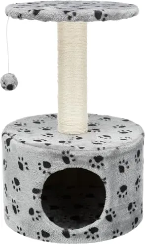 Junior Kratzbaum Toledo grau - Kratzbaum für Katzen mit gepolsterter Liegeplatte und gemütlicher Höhle, ideal für Spiel und Entspannung, Höhe: 61 cm.