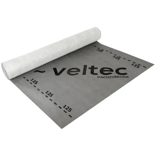 veltec Unterdeckbahn optimal 125 g/m² - 3-lagige Unterspannbahn für optimale Dämmung, UV-beständig bis 6 Wochen, ideal für den Einsatz im Bau mit 75 m² Abdeckung.