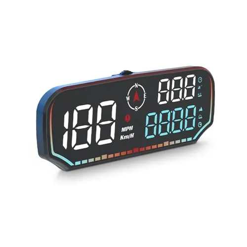OBEST Head Up Display Auto HUD Anzeige, Digital GPS Tachometer, Auto Geschwindigkeitsmesser mit Geschwindigkeitsalarm, Car Speedometer mit drehbarem Saugnapfhalter für alle Autos Universal