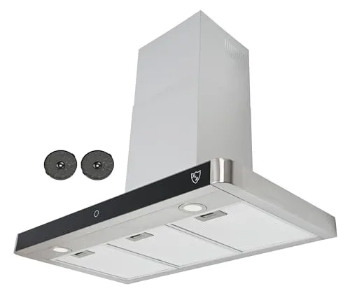 K&H Dunstabzugshaube 90cm Wandhaube [UMLUFT & ABLUFT] - Abzughaube Metall Fettfilter - Dunstabzug LED Beleuchtung - Cooker Hood 9 Leistungsstufen - TSB-90-600 m³/h - Energieklasse A++ (Edelstahl)