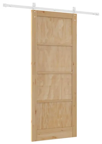 vidaXL Schiebetür ORKDAL Natürlich und Weiß 86 x 211 cm - Moderne Schiebetür aus massivem Kiefernholz, ideal für platzsparende Raumgestaltung. Ihr elegantes Design und die langlebige Stahlkonstruktion sorgen für einen nahtlosen Übergang und einfache Handhabung.
