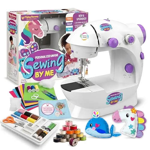 Mini Elektro Nähmaschine mit Erweiterungstisch, 2-Geschwindigkeiten, 2-Fäden und Fußpedal für Baumwolle Leder DIY (Weiß)