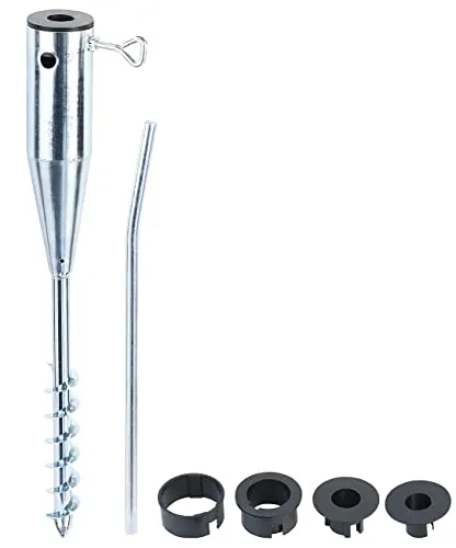 Royal Gardineer Erdspieß Sonnenschirm: Universal Stahl-Sonnenschirmständer mit Bodendübel, Ø bis 66 mm (Bodendübel-Sonnenschirmhalter, Bodenanker Sonnenschirm Strand, Sonnensegel)