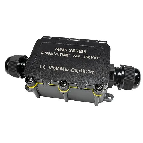 Grafner wasserdichte Abzweigdose, 2 Wege, IP68, 3-polig, Ø5-12mm, 0,5–2,5 mm², 24A 450V, Abzweigdose wasserdichte Anschlussdose staubdicht außen outdoor Verbindungsmuffe Garten Erdkabel Feuchtraum
