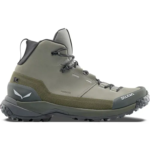 Salewa Puez Leather Mid Powertex Schuh Herren - Trekking Komfort und Grip - Wanderschuhe mit hochwertigem Nubukleder, wasserdichter Powertex-Membran und optimalem Halt durch das 3F-System. Ideal für Trekking und Bergabenteuer.