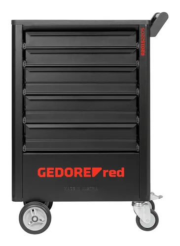 GEDOREred R21562005 Werkstattwagen - Robuster Werkzeugschrank aus korrosionsbeständigem Stahlblech mit 7 beidseitig ausziehbaren Schubladen und Zentralverriegelung, ideal für Werkstätten und Hobby-Schrauber.