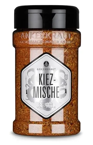 Ankerkraut Kiezmische, Gewürzsalz für Döner, mit Meersalz, Paprika edelsüß, Chilischrot, Knoblauch und mehr, zuckerfrei, 215 g im Streuer