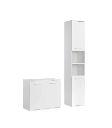 mokebo Badmöbel-Set Der Steuermann, 2-teilig - Badmöbel-Set in mattem Weiß & Anthrazit, kratzfest und pflegeleicht. Ideal für ein modernes Badezimmer mit umweltschonender Lieferung.