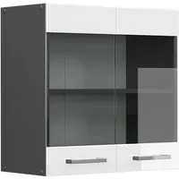 Vicco Glashängeschrank R-Line, Weiß Hochglanz/Anthrazit, 60 cm