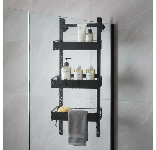 Melko Duschablage ohne Bohren – 3 Stück Duschregal mit Saugnäpfen - Ablagen für das Badezimmer mit 3 Körben und 4 abnehmbaren Haken. Die Montage erfolgt ohne Bohren, ideal für eine einfache und kratzfreie Anbringung.