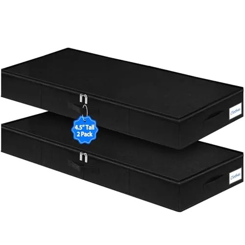 Unterbett-Aufbewahrungsbehälter, 2 Stück, schwarz, 11,4 cm hoch