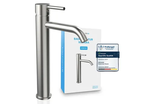 Bächlein Badarmatur Wasserhahn Susara aus Edelstahl, Waschbecken Armatur