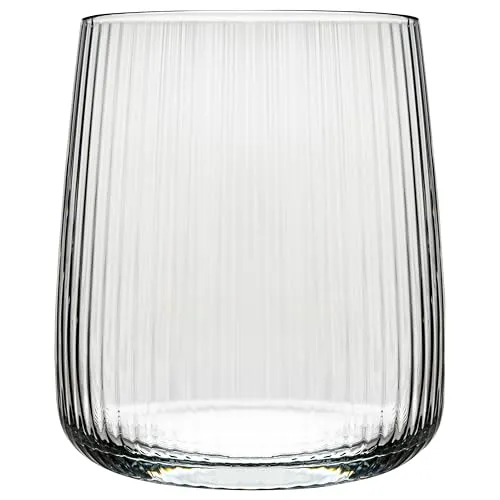 KONZEPT Geriffelte Gläser Set 6 teilig, Trinkgläser 320 ml, Wassergläser spülmaschinenfest