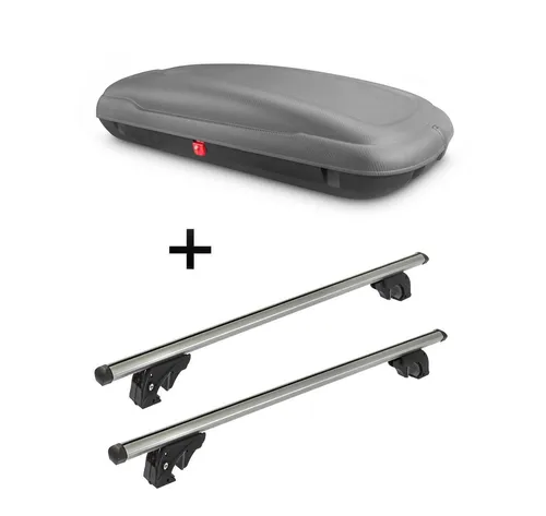 Dachbox VDP-BA400 + Dachträger VDPLION2 für Chrysler Voyager (5 Türer) 96-00 - Gepäckträger für Chrysler Voyager, bietet zusätzlichen Stauraum für Reisen und Ausflüge, ideal für Familien.