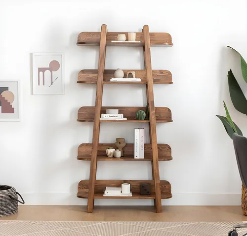 Dunkelbraunes Bücherregal für Wohnzimmer – Modernes Design aus Holz