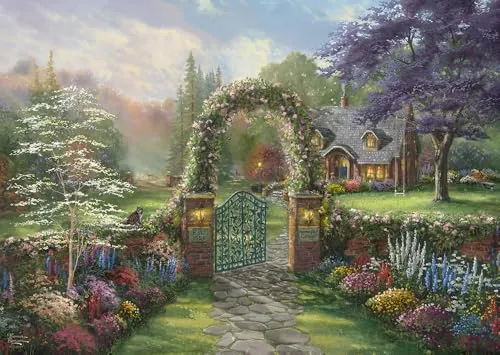 Schmidt Spiele 59940 Thomas Kinkade, Hummingbird Cottage, 1000 Teile Puzzle