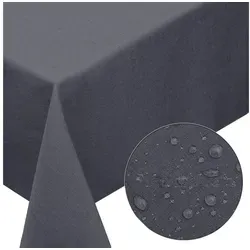 Melody Gartentischdecke Leinen-Optik Tischdecke abwaschbar mit Fleckschutz grau eckig | 160 cm x 320 cm