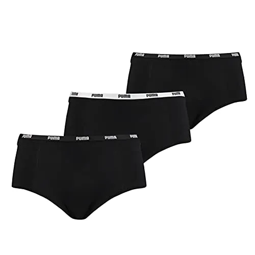 PUMA Damen Unterwäsche Unterhosen 3 Mini Shorts im Vorteilspack (Black, XL)