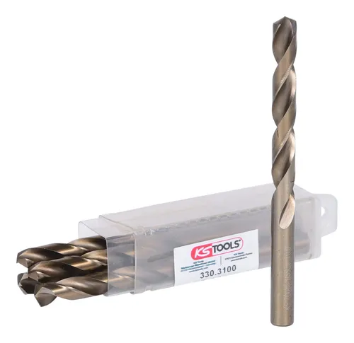 KS Tools HSS-G Co 5 Spiralbohrer 10 mm - 5er Pack für präzise Bohrungen - Spiralbohrer, 10 mm Durchmesser, aus hochwertigem HSS-G für langlebige und präzise Bohrungen in Metall und Holz.