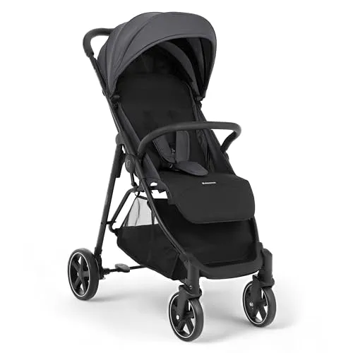 KikkaBoo Kindersportwagen ALEXA, Kinderwagen bis zu 22 kg, leicht, kompakt, einhändiges Falten, verstellbare Rückenlehne, verstellbare Fußstütze, 5-Punkte-Gurt, Dunkelgrau