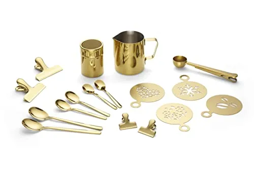 Echtwerk Kaffeezubehör-Set 23tlg - 350 ml, Gold - Umfassendes 23-teiliges Set für Kaffee-Liebhaber, perfekt für die Zubereitung von Cappuccino und Latte Macchiato mit stilvollem Design.