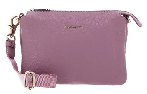Mandarina Duck Damen Clutch Mellow Leather, Lilac Rose - Elegante Umhängetasche aus italienischem Leder, dreifach mit Reißverschluss, ideal für stilvolle Auftritte und mit praktischem Schultergurt.