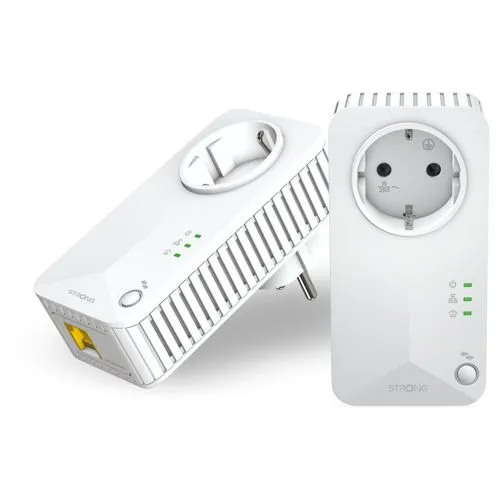 Strong Powerline 600 Duo - PowerLAN-Adapter, bis zu 600 MBit/s, mit integrierter Steckdose und 4 Jahre Garantie