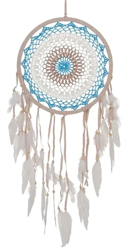 GURU SHOP Traumfänger - Blau/weiß/braun 30 cm