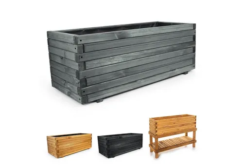 BooGardi Pflanzkübel Hochbeet 90cm Anthrazit - Garten-Zubehör: Hochwertiger Pflanzkasten aus Kiefernholz, frostbeständig und ideal für Balkon oder Terrasse mit 96 l Fassungsvermögen.