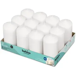 Stumpen 130/68 mm (12er Tray) - weiß in weiß von Bolsius