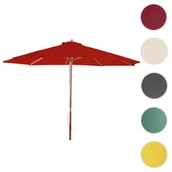 Sonnenschirm Florida Ø 3m - Marktschirm aus Holz und Polyester in Rot - Sonnenschirm für Garten und Terrasse, mit UV-Schutz 50 und wasserabweisendem Bezug. Perfekt für entspannte Sommertage im Freien.