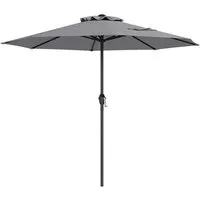 COSTWAY Sonnenschirm 250 cm mit Kurbel und 8 Rippen in Grau - Der COSTWAY Sonnenschirm ist ideal für Garten und Terrasse! Mit einem Durchmesser von 250 cm bietet er großzügigen Schatten und schützt vor Sonne. Der robuste Metallrahmen und das praktische Kurbelsystem garantieren einfache Handhabung und Stabilität.