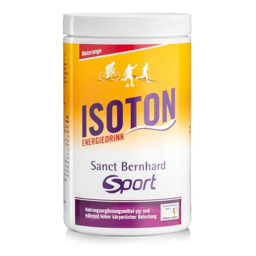 Sanct Bernhard Sport Isoton-Energiedrink Blutorange | 900 g | Elektrolyt-Getränkepulver mit kurz- & mittelkettigen Kohlenhydraten | Laktose- & glutenfrei | Vegan | Deutsche Produktion & laborgeprüft