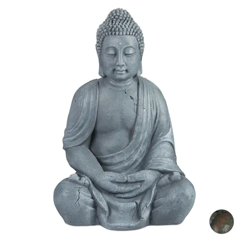 Buddha Figur XL 70 cm – Dekofigur für Garten - Stilvolle Gartenfigur aus frostbeständigem Material, ideal für Zen-Gärten und entspannende Außenbereiche.