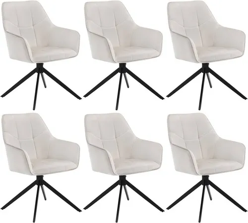 Woltu Esszimmerstuhl (6 St) - Drehbar und Gepolstert - Stühle für Esszimmer, 360° drehbar mit weicher Polsterung für höchsten Komfort und ergonomisches Design, ideal für modernes und retro Interieur.