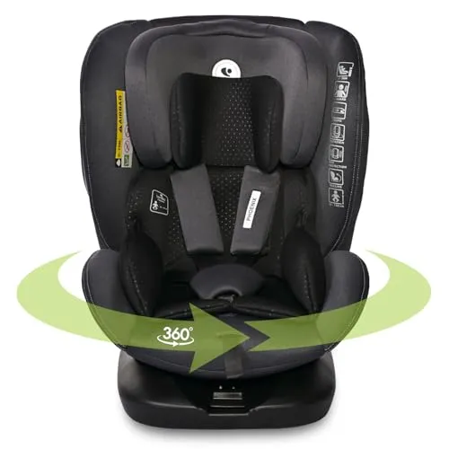 Lorelli Auto Kindersitz Phoenix mit Isofix, 360° drehbar, Gruppe 0+/1/2/3 - Mitwachsender Kindersitz (0-36 kg) für Neugeborene bis 12 Jahre, bietet Sicherheit durch Isofix und Seitenaufprallschutz sowie Komfort durch verstellbare Liegepositionen und Memory-Schaum.