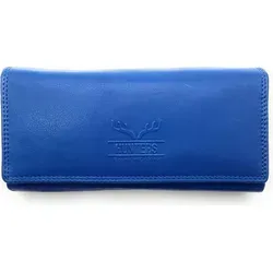 Große Damen Geldbörse Echtleder RFID Schutz 18 Kartenfächer Langformat blau