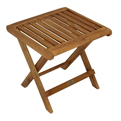 DEGAMO Garten Klapphocker France 45x45cm - Gartenhocker aus witterungsbeständigem, FSC-zertifiziertem Akazienholz, ideal für den Innen- und Außenbereich. Praktisch klappbar mit kompakten Maßen.