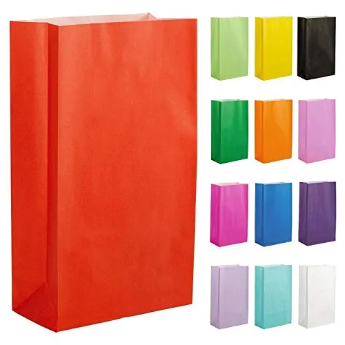 Thepaperbagstore 30 Rote Partytüten aus Papier – 14x24.5x7cm - Bunte Geschenktüten aus Papier für Kinder- und Erwachsenenpartys, Geburtstage, Hochzeiten, Junggesellinnenabschiede und Süßigkeiten