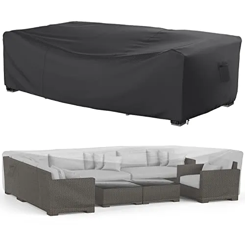 Mrrihand Funda Muebles Jardín Impermeable 280x204x106 cm, Funda Sofás Jardín Exterior 600D Tela Oxford Impermeable Con Revestimiento de PU, Funda Mesa Jardín Con Salida de Aire para Mesas y Sillas