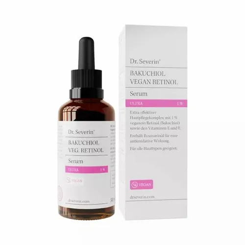 Dr. Severin® 1 % Bakuchiol Vegan Retinol Serum Ultra - Anti-Age Hautpflege mit pflanzlichem Retinol, minimiert Falten und Poren, spendet intensive Feuchtigkeit für einen frischen Teint.