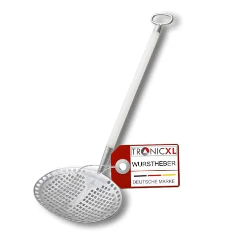 TronicXL Wurstheber 37 x 27 cm – Alu KU Griff - Kochlöffel für Wurstliebhaber: Stabiler Aluminiumguss mit ovaler Hebefläche und hygienischem, bruchsicheren KU-Griff – ideal für die Zubereitung von Presssack!