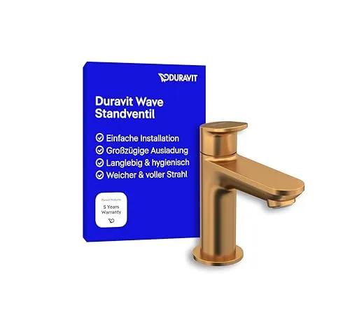 Duravit Wave Standventil - Kaltwasser Waschtischmischer in Bronze Gebürstet - Waschraumarmatur mit ergonomischem Design, AirPlus Technologie für einen weichen Wasserstrahl und einfache Reinigung dank EasyClean. 5 Jahre Herstellergarantie!