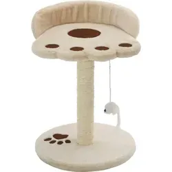 vidaXL Katzen-Kratzbaum Sisal 40 cm Beige und Braun - Kratzbaum für Katzen, ideal zum Krallen schärfen und Entspannen, mit hängender Spielmaus und stabiler Basis für sicheren Halt.