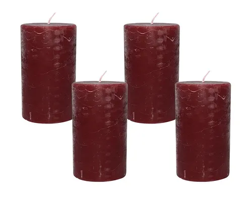 Rustic Stumpenkerzen Premium Kerze Dunkelrot 6x10cm - 38 Std Brenndauer 4