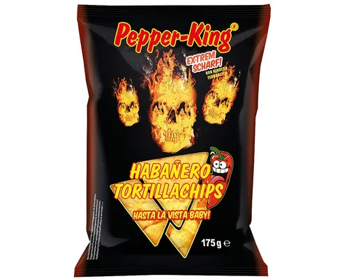 XOX Knabberei, Pepper King Habanero Tortillachips extra scharf und knusprig 175g